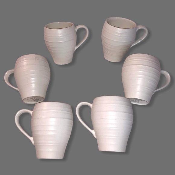 Mikasa Dining Preowned Mikasa Swirl White Coffee Mug Set Of 6